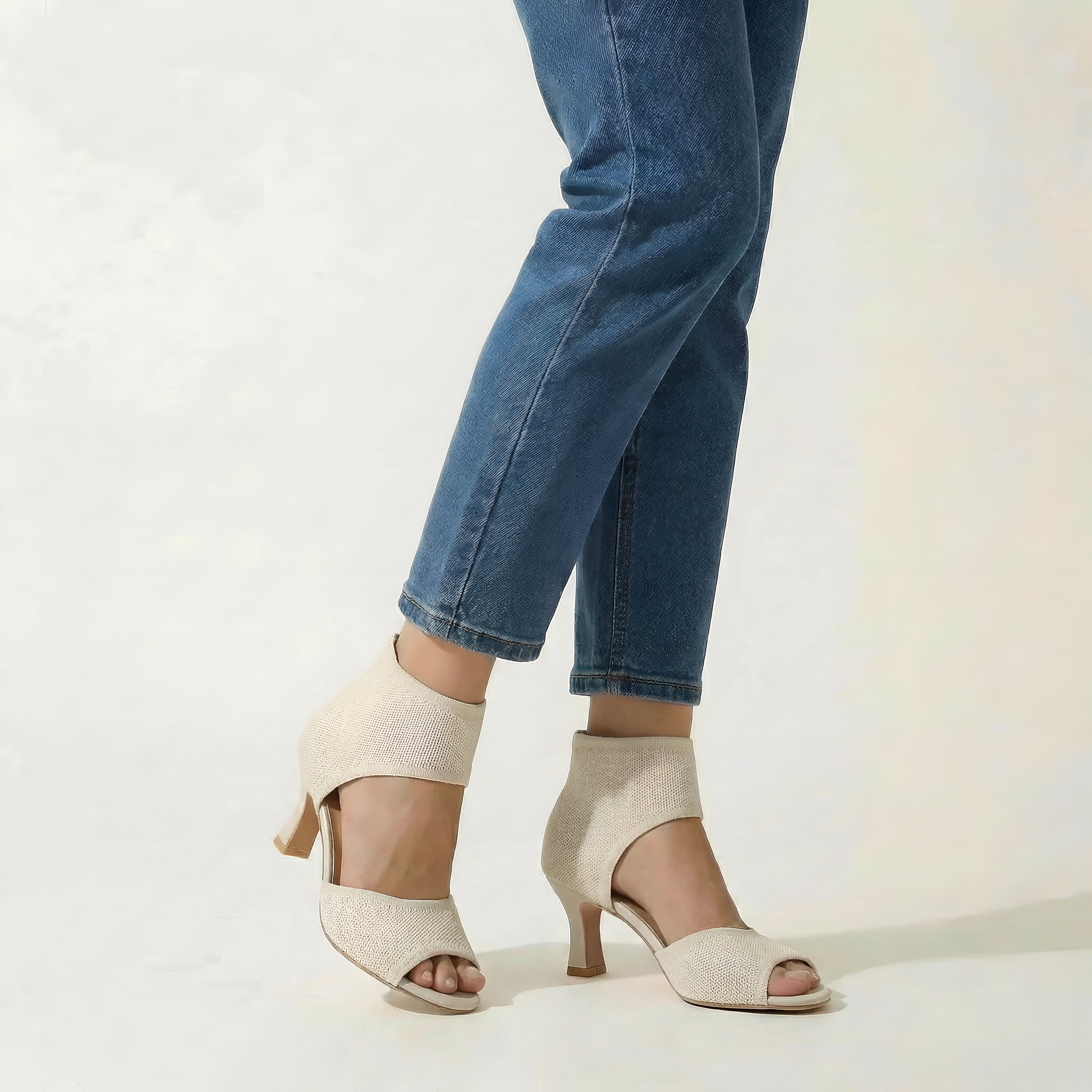 Sandali Donna con Tacco Medio Scarpe Eleganti con Cinturino alla Caviglia Aperte