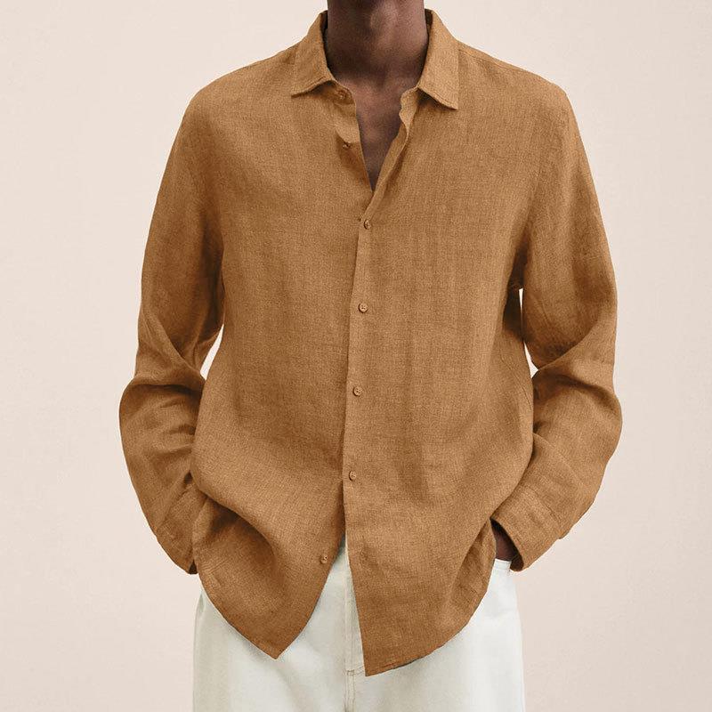 Camisa de lino de manga larga para hombre