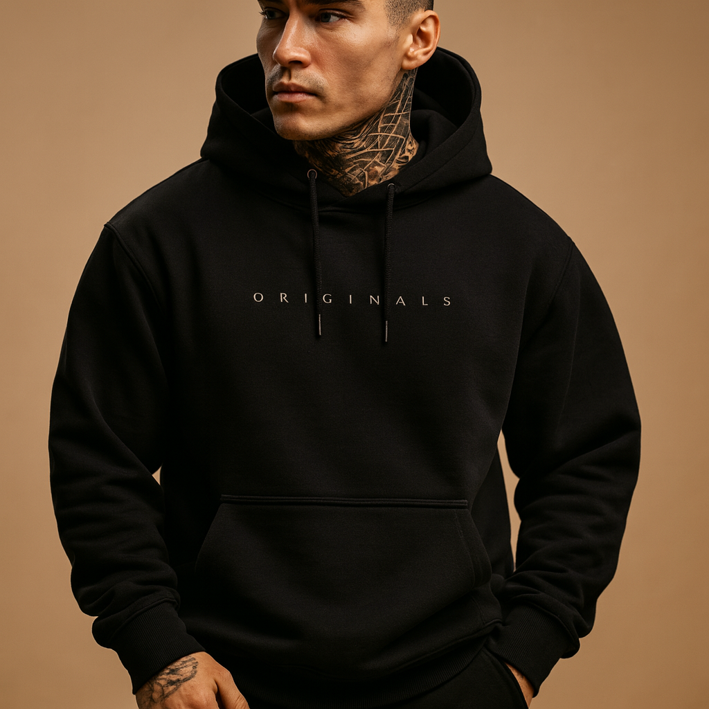Felpa con Cappuccio da Uomo Oversize in Cotone con Tasca a Marsupio