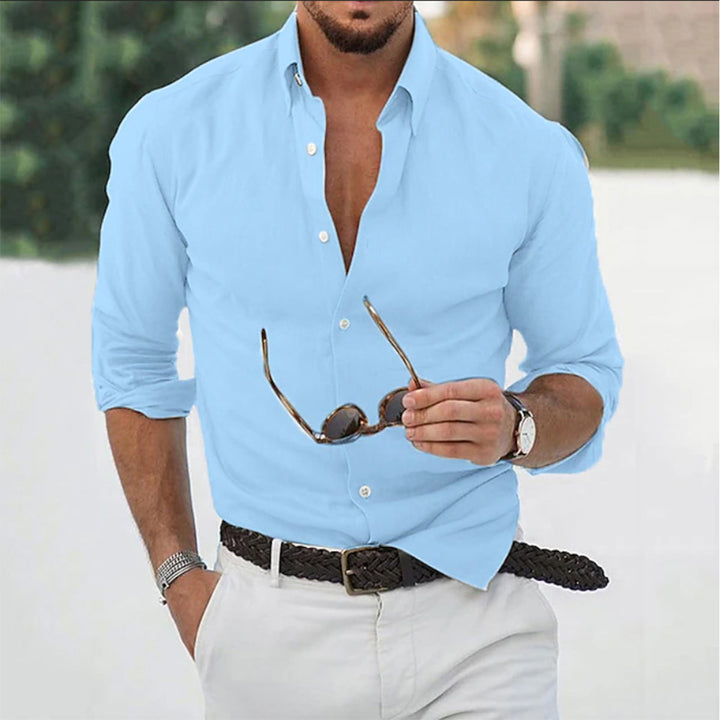 Camicia Uomo in Lino a Maniche Lunghe dal Taglio Classico