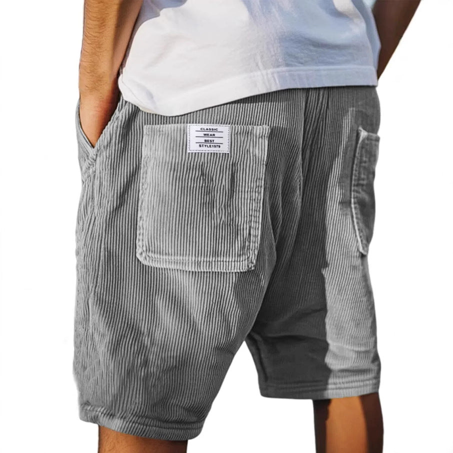 Pantaloncini da Uomo con Struttura a Coste e Tasche Cucite