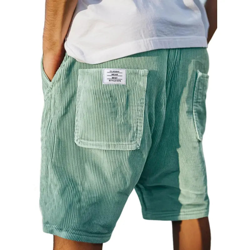 Pantaloncini da Uomo con Struttura a Coste e Tasche Cucite