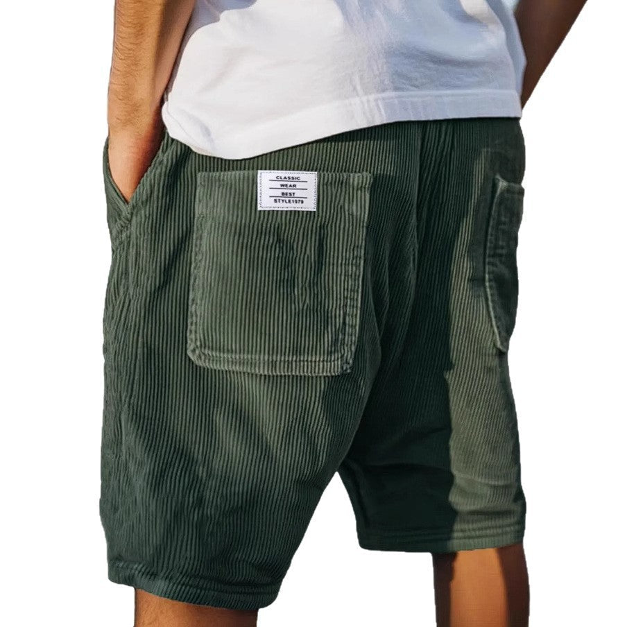 Pantaloncini da Uomo con Struttura a Coste e Tasche Cucite