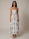 Abito Midi Donna Floreale con Scollo Dritto e Spalline Sottili