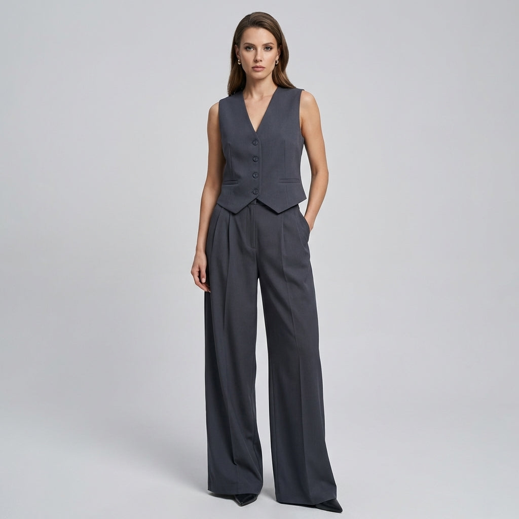 Elegant Sleeveless Blazer Set for Women