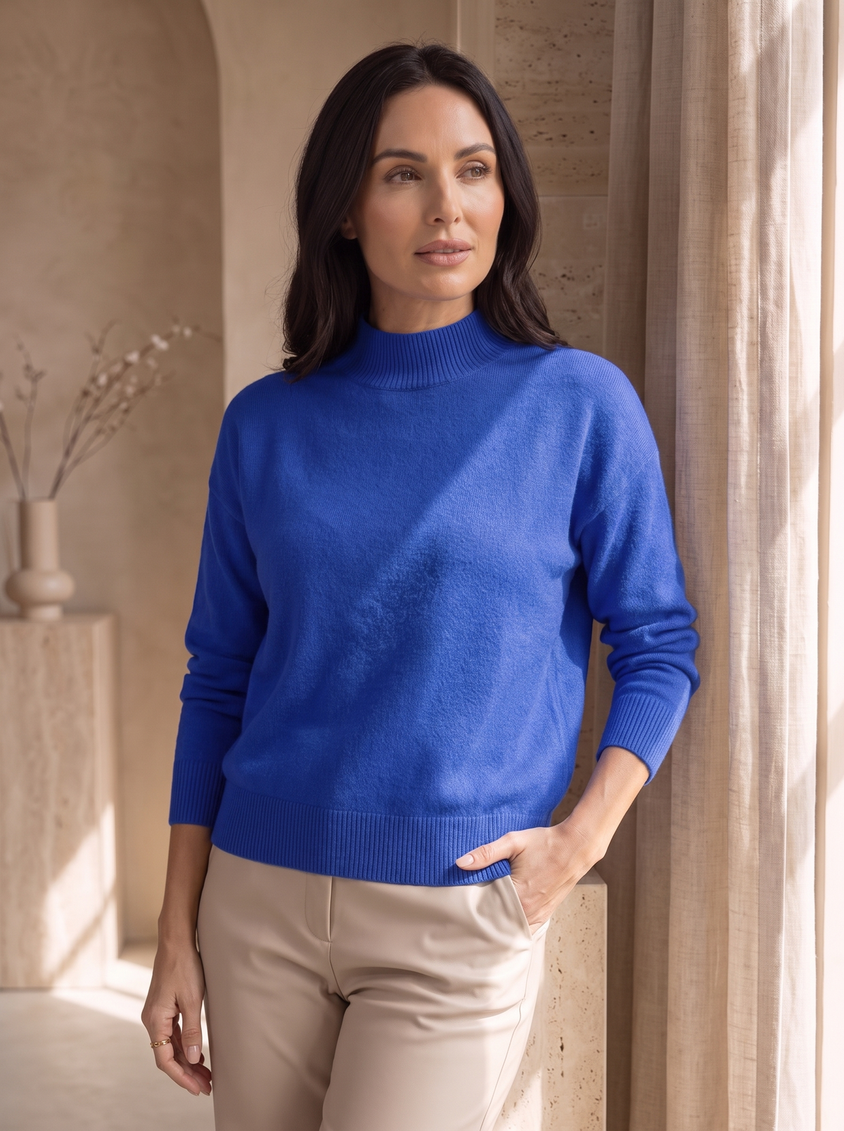 Maglione da Donna con Collo Alto e Maniche Lunghe