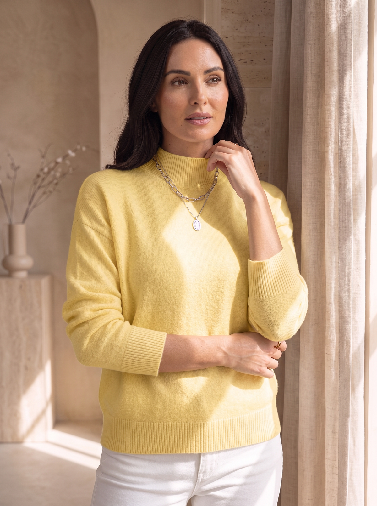 Maglione da Donna con Collo Alto e Maniche Lunghe