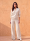 Completo Donna Due Pezzi con Maglia e Pantaloni a Gamba Larga