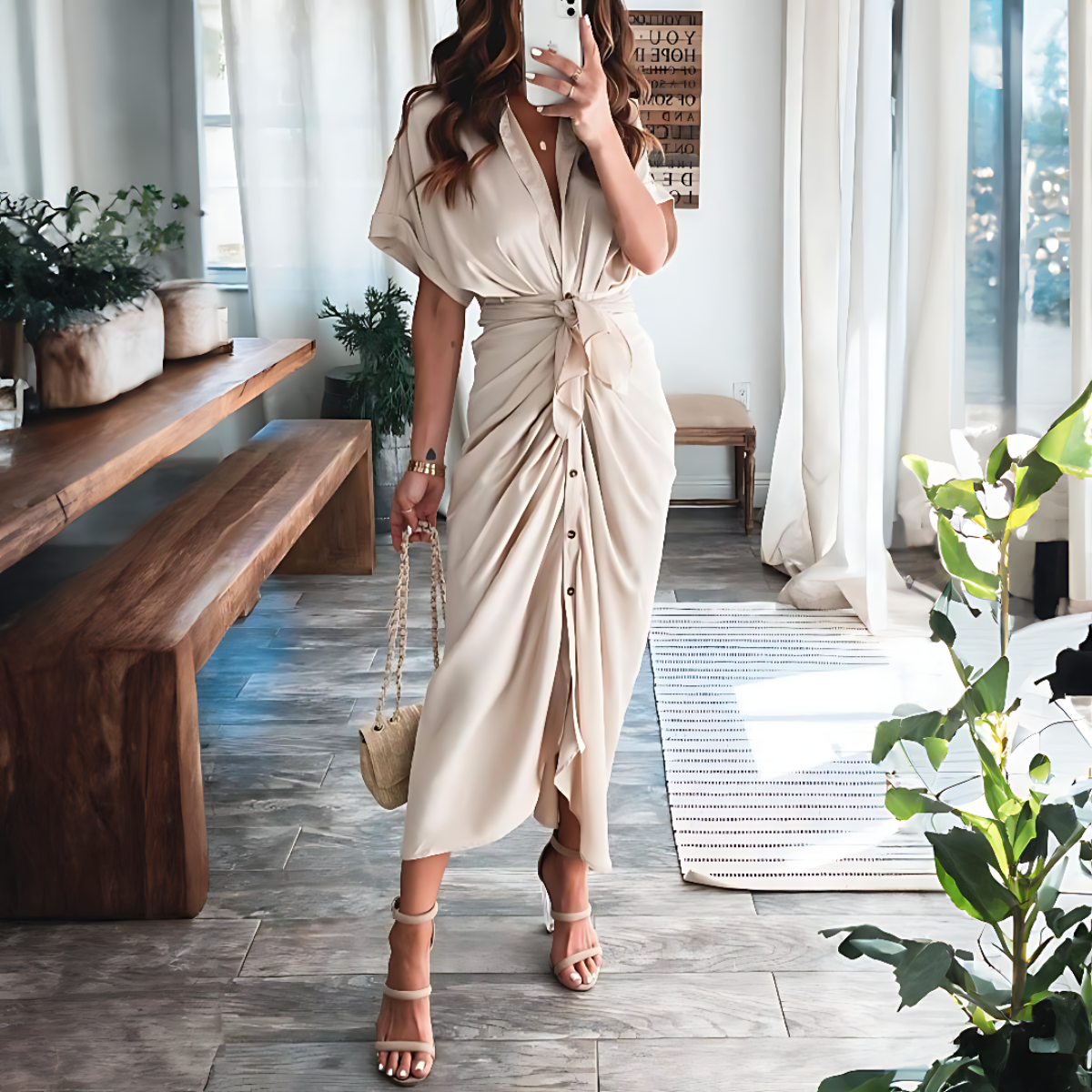 Elegante Abito con Rouches