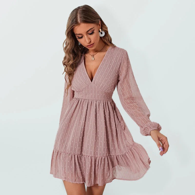 Christy Abito a Pois Donna – Vestito Fit & Flare Leggero con Maniche Lunghe e Motivo Casual