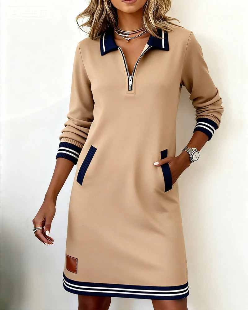Elegante Abito in Cotone a Maniche Lunghe