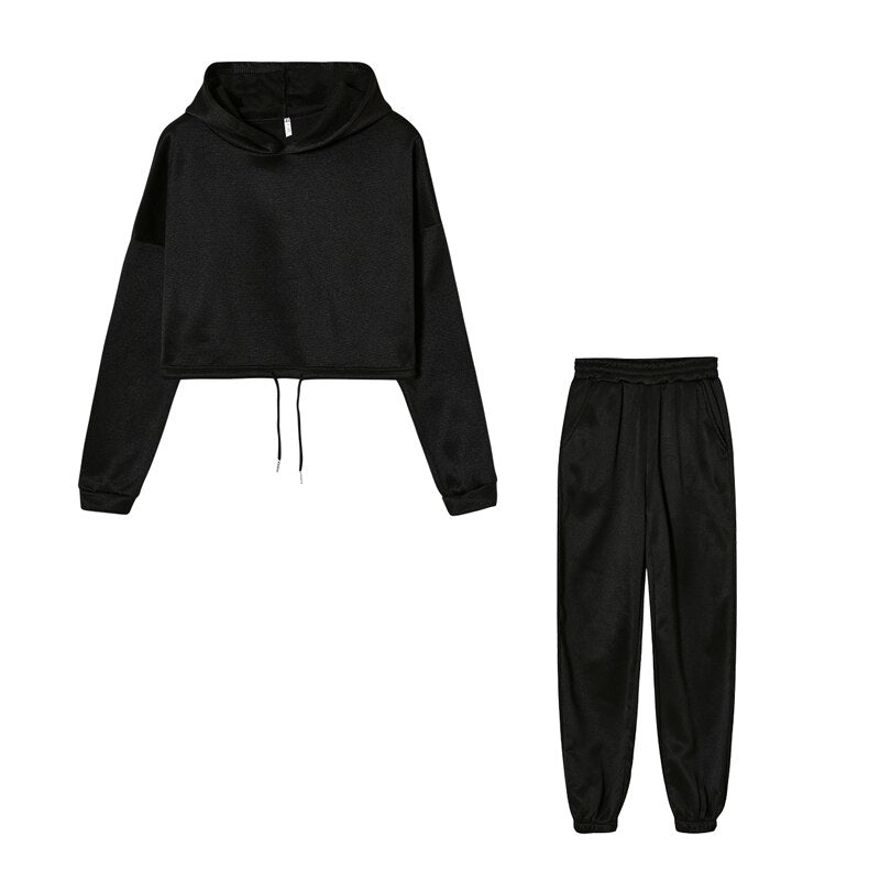 Completo Donna con Felpa Crop e Pantaloni Jogger