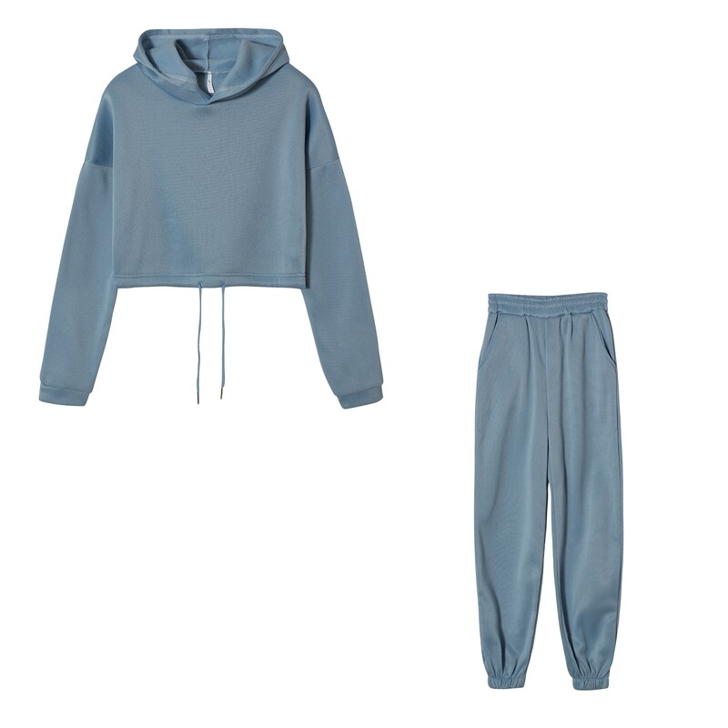 Completo Donna con Felpa Crop e Pantaloni Jogger