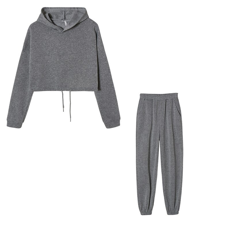 Completo Donna con Felpa Crop e Pantaloni Jogger