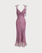 Trapeze Summer Dress with Floral Print and Tie Straps
