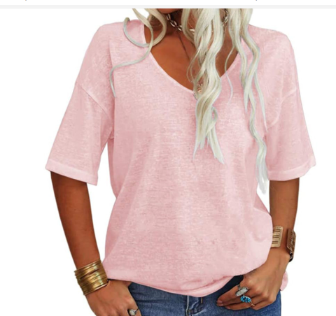 Camiseta holgada casual de verano para mujer con escote redondo: ligera, transpirable y cómoda
