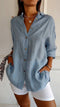 Camicia Donna Oversize in Lino e Cotone con Bottoni – Blusa Casual Estiva a Maniche Arrotolabili