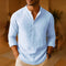 Camicia Henley in Lino da Uomo a Maniche Lunghe