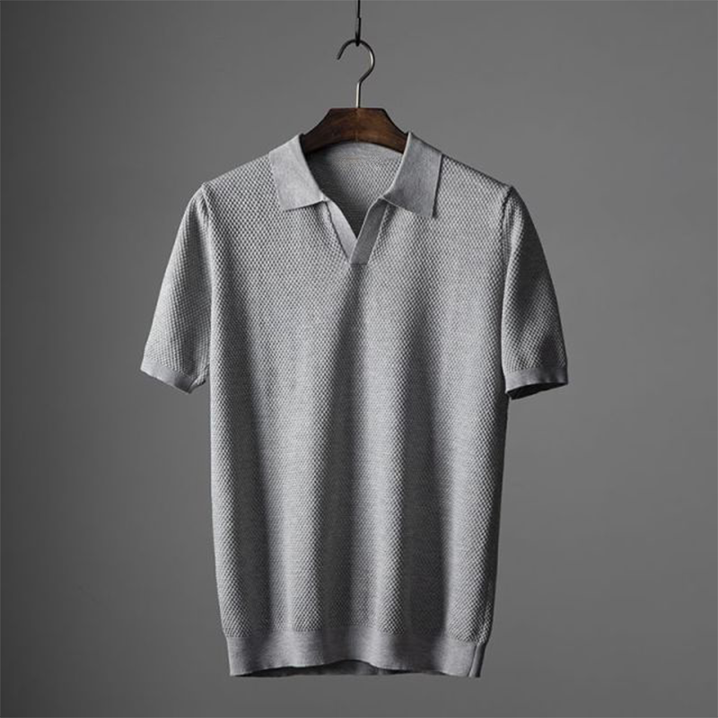 Polo da uomo a maniche corte in maglia testurizzata