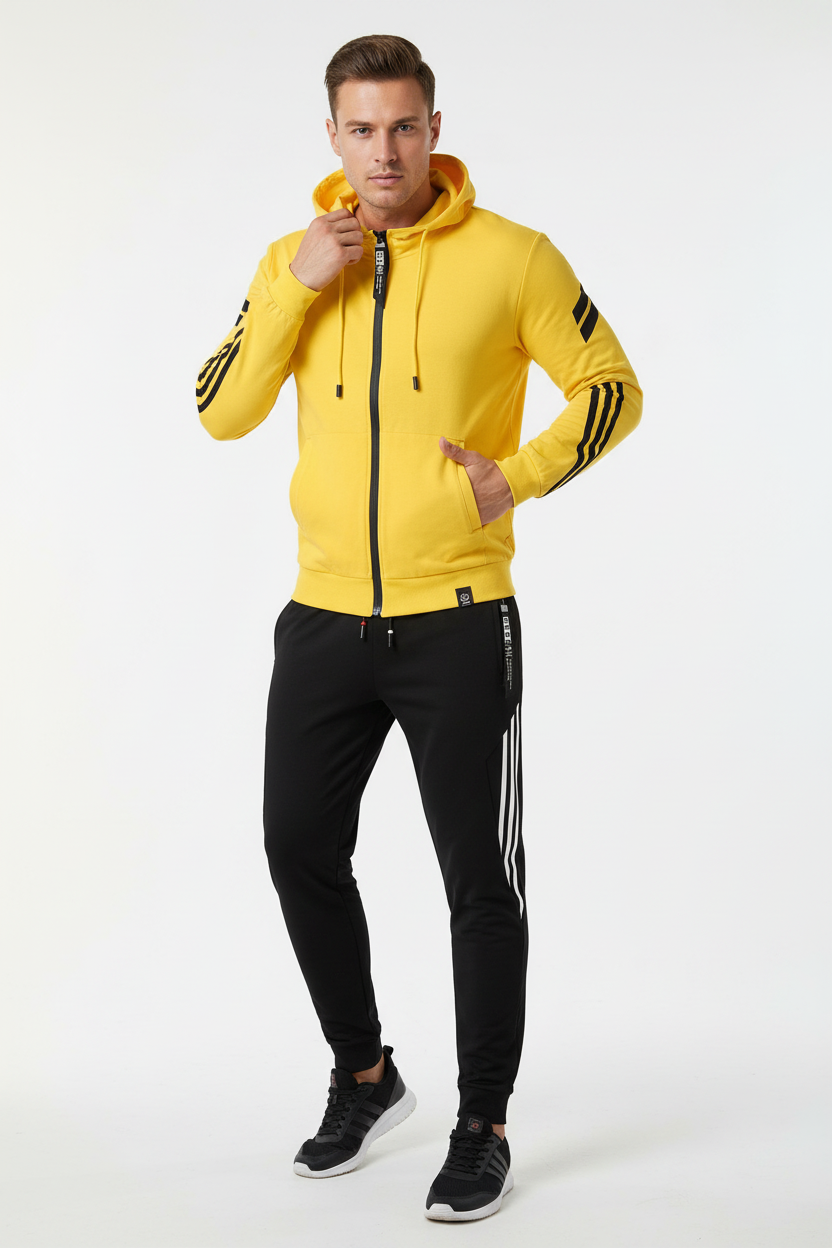 Tuta Sportiva Uomo con Cappuccio e Pantaloni Jogger
