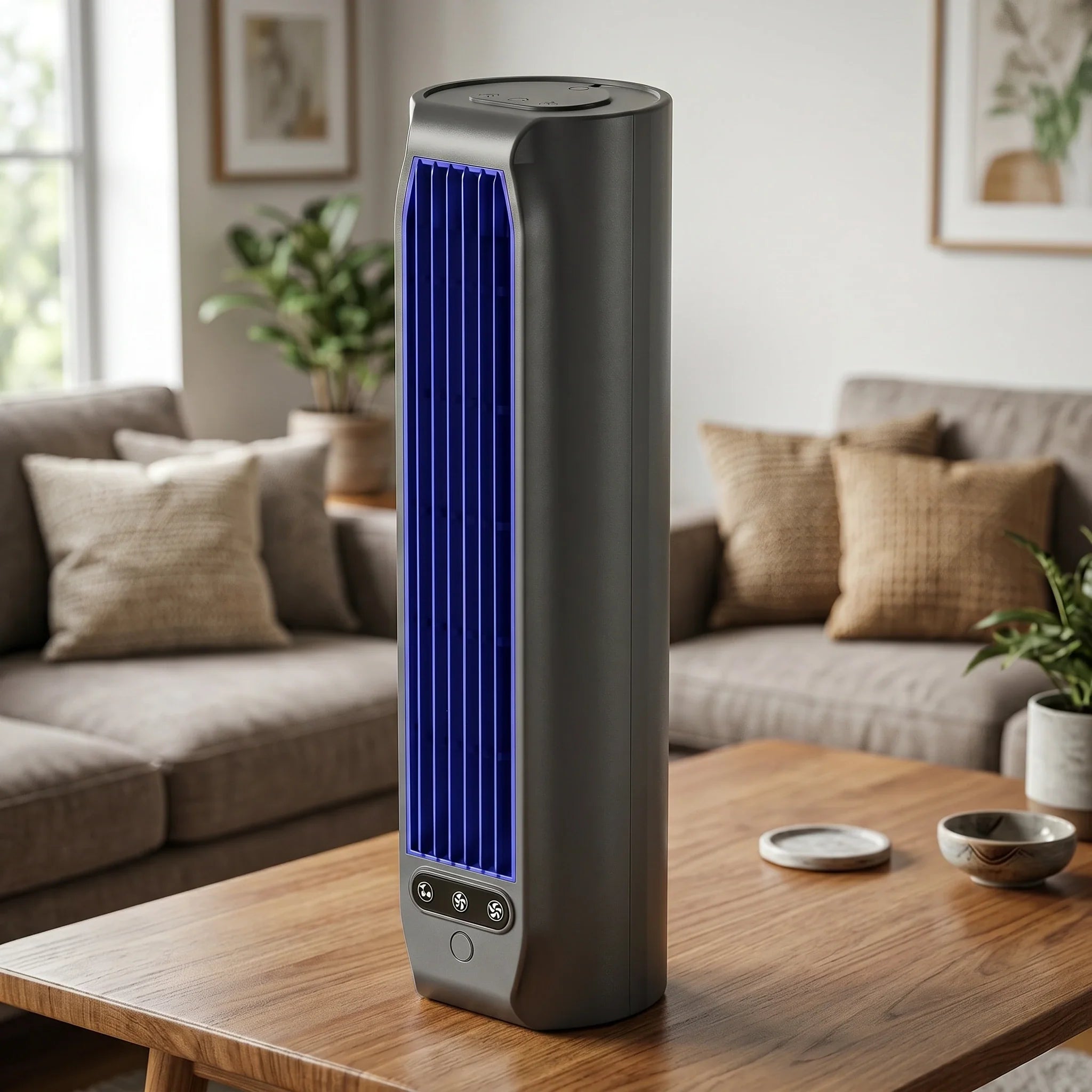 Ventilador de Torre Compacto con Oscilación para Casa y Oficina