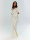 Elegante vestido largo con mangas largas y corte entallado para mujer