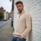 Maglione Uomo a Trecce con Collo Alto e Mezza Zip