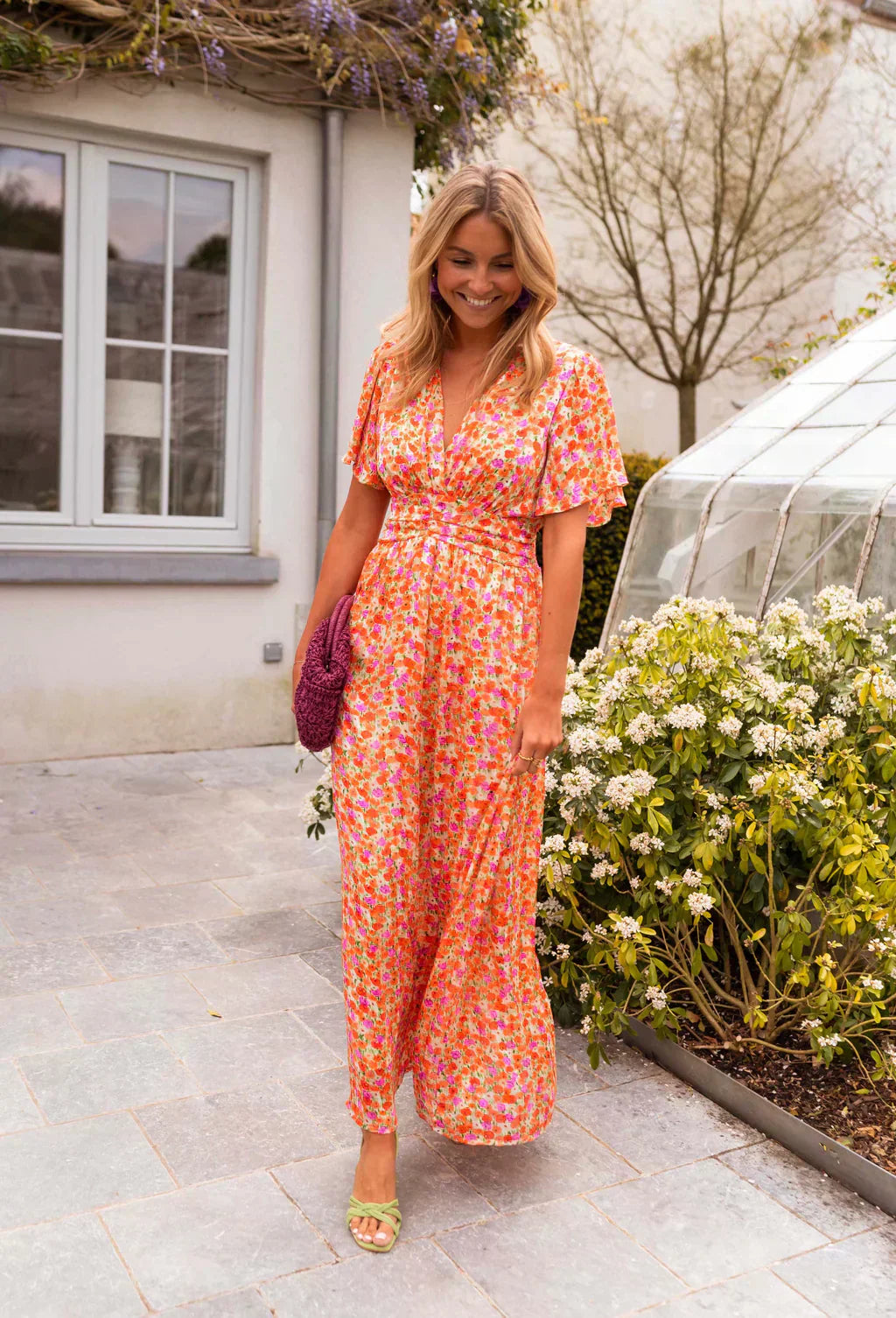 Women's Long Floral Dress with V-Neck – Elegant and Casual Summer Dress