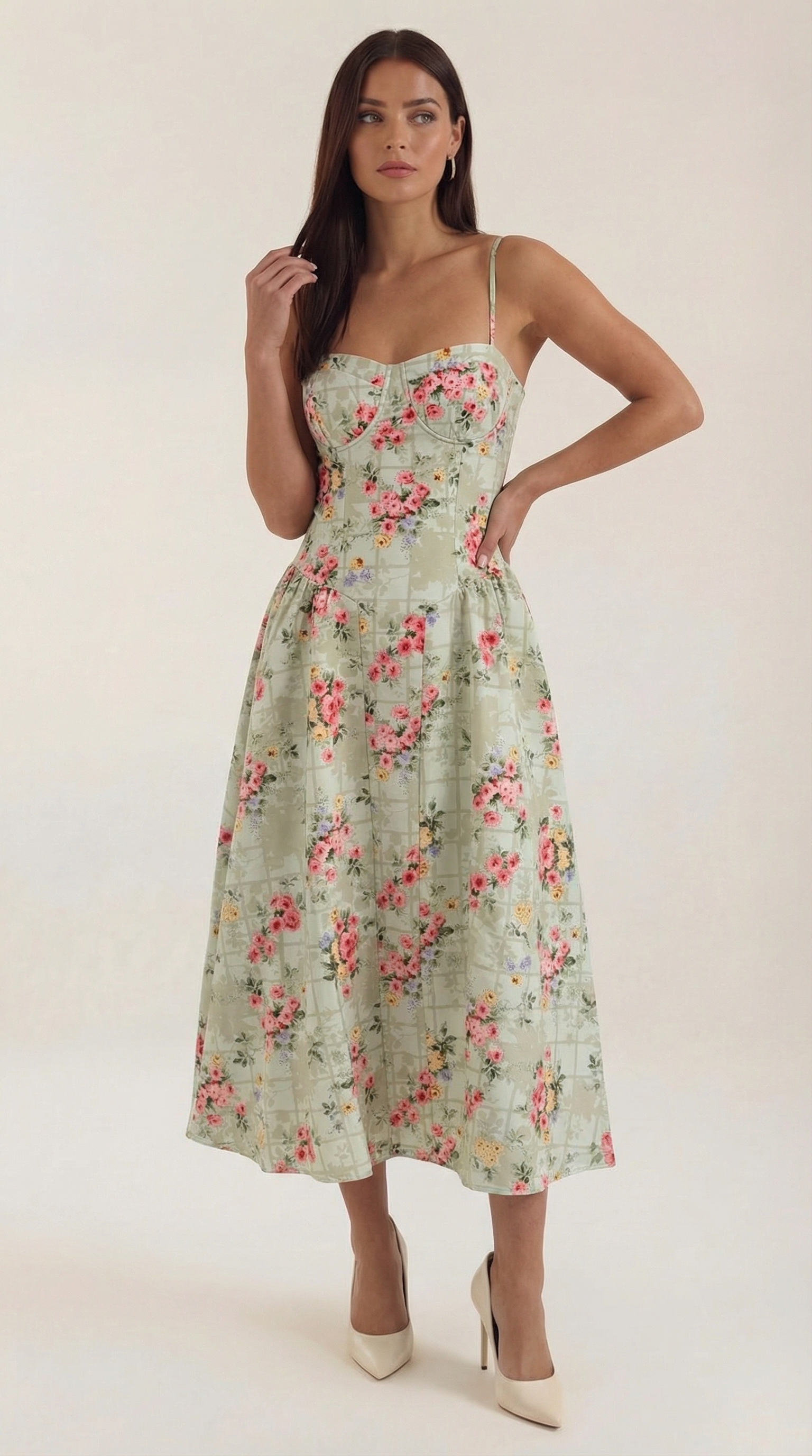 Vestido midi Odette con corpiño