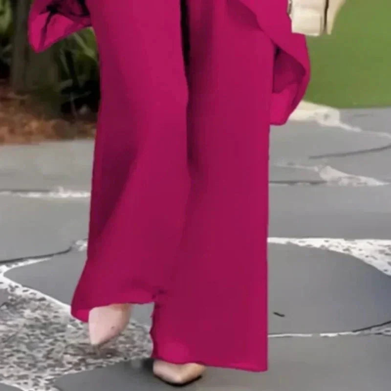 Completo da Donna Elegante Due Pezzi con Tunica Asimmetrica e Pantaloni