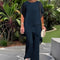 Completo da Donna Elegante Due Pezzi con Tunica Asimmetrica e Pantaloni