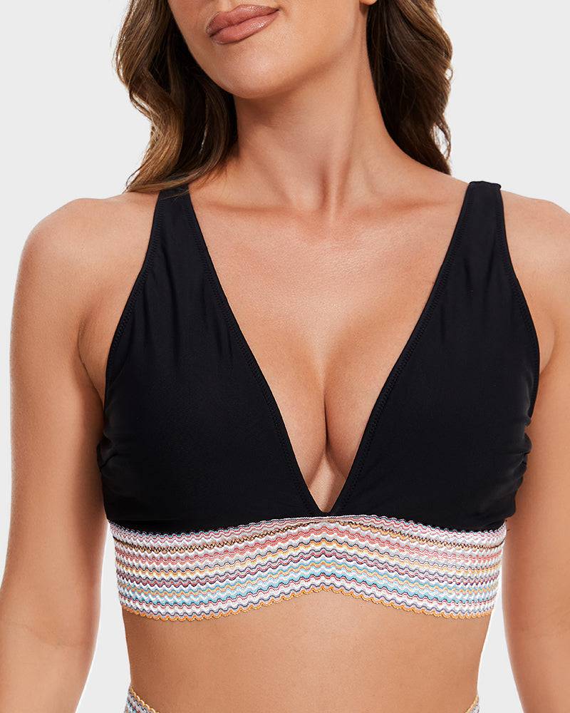 Bikini a vita alta modellante con motivo colorblock – sostegno, comfort e stile trendy