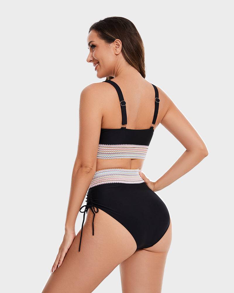 High-Waisted Women's Bikini with Triangle Bra Top