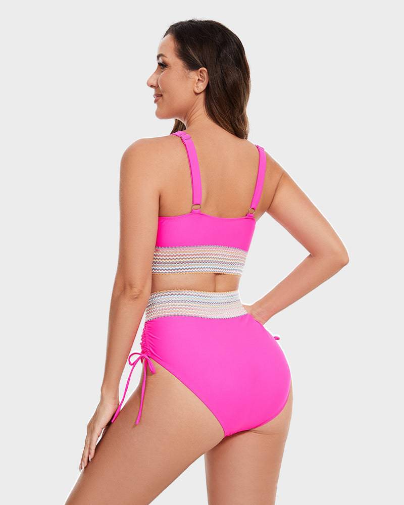 High-Waisted Women's Bikini with Triangle Bra Top