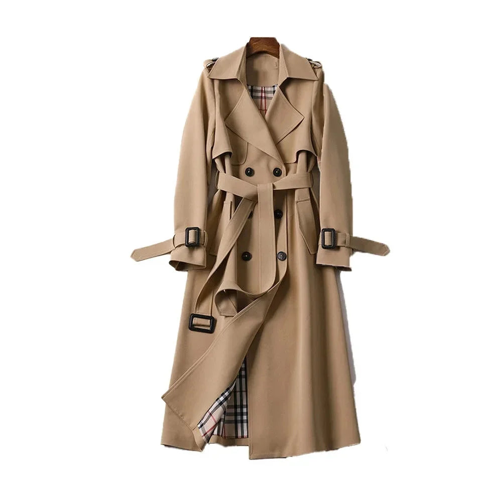 Trench Donna Doppiopetto con Cintura e Colletto Classico