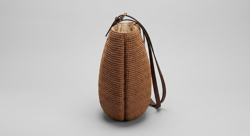 Borsa donna in paglia intrecciata con tracolla regolabile stile estivo