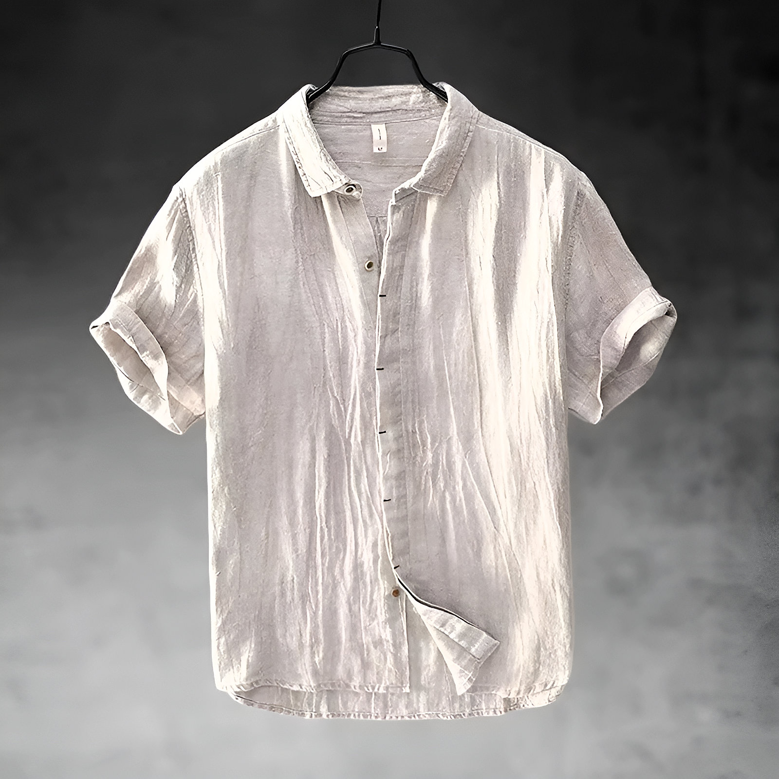 Camicia Uomo in Lino a Maniche Corte con Colletto Classico