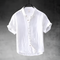 Camicia Uomo in Lino a Maniche Corte con Colletto Classico