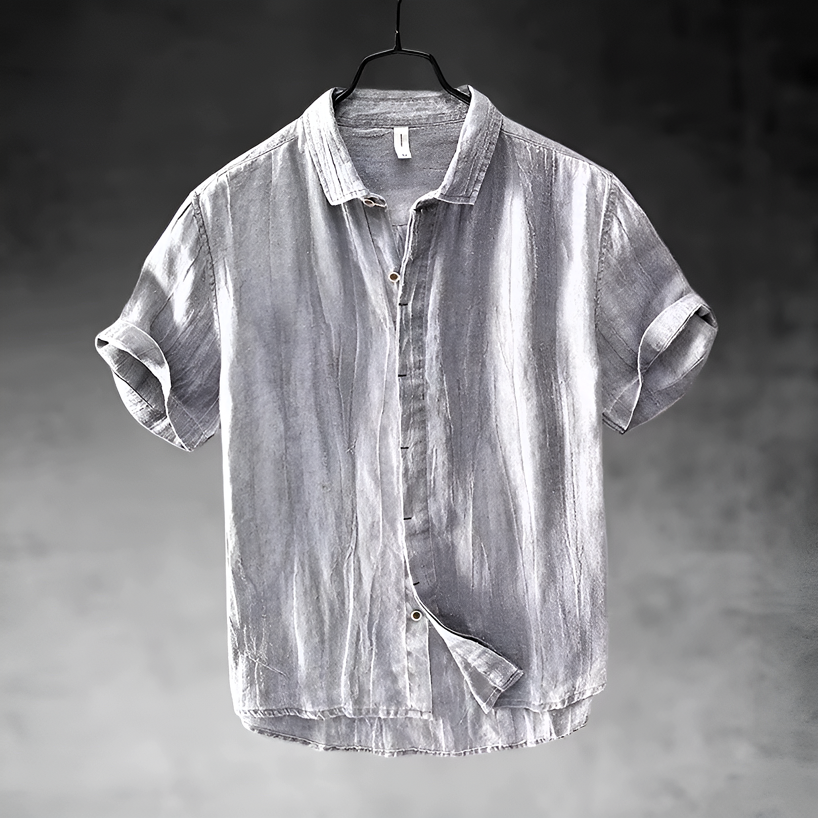 Camicia Uomo in Lino a Maniche Corte con Colletto Classico