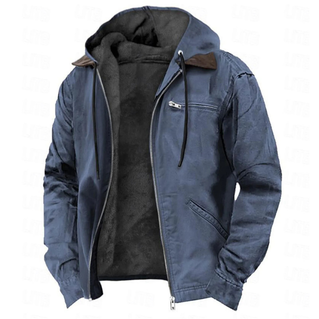 Giacca Uomo Casual con Cappuccio e Chiusura Zip