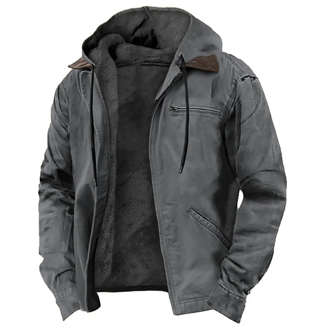 Giacca Uomo Casual con Cappuccio e Chiusura Zip