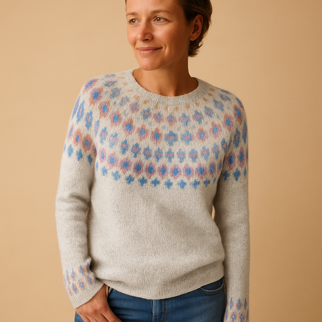 Maglione Donna Lavorazione Jacquard con Motivo Nordico
