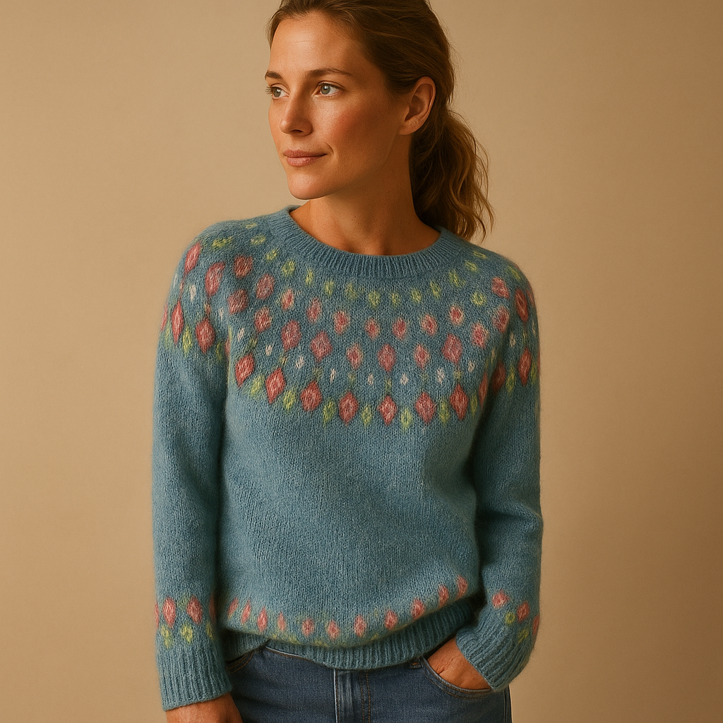 Maglione Donna Lavorazione Jacquard con Motivo Nordico