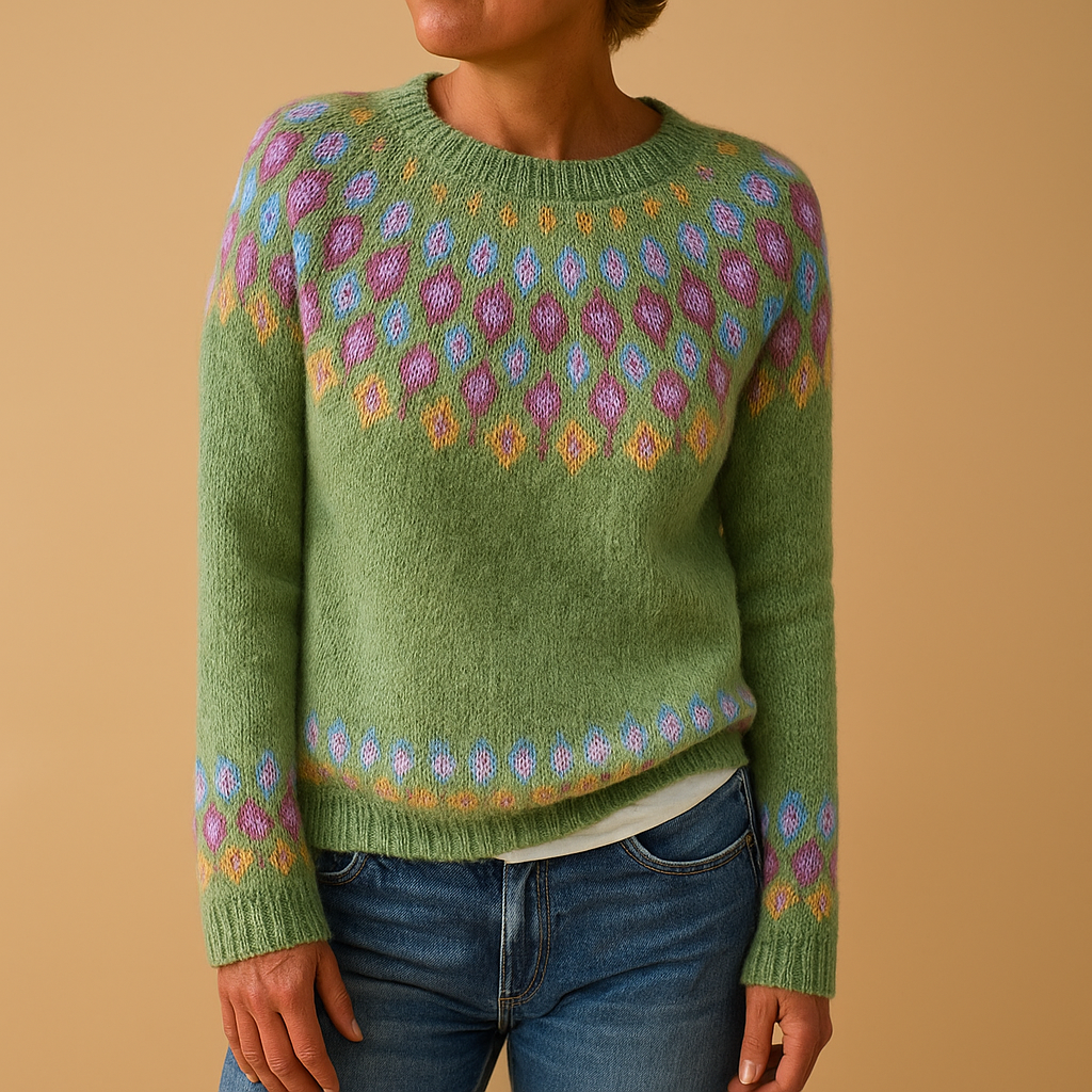 Maglione Donna Lavorazione Jacquard con Motivo Nordico