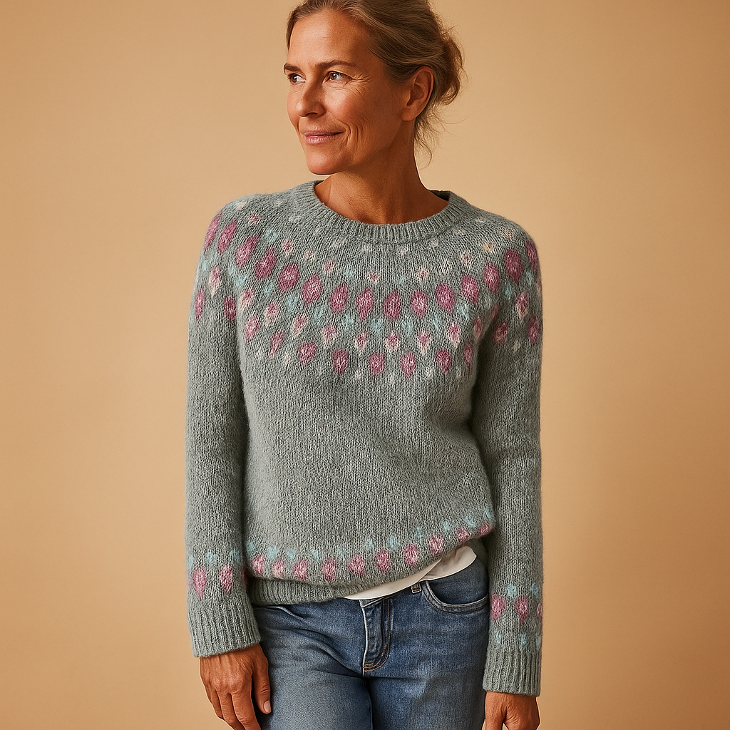 Maglione Donna Lavorazione Jacquard con Motivo Nordico