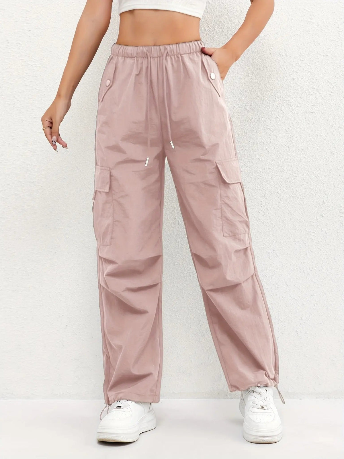 Pantaloni Cargo da Donna a Gamba Larga con Tasche Laterali