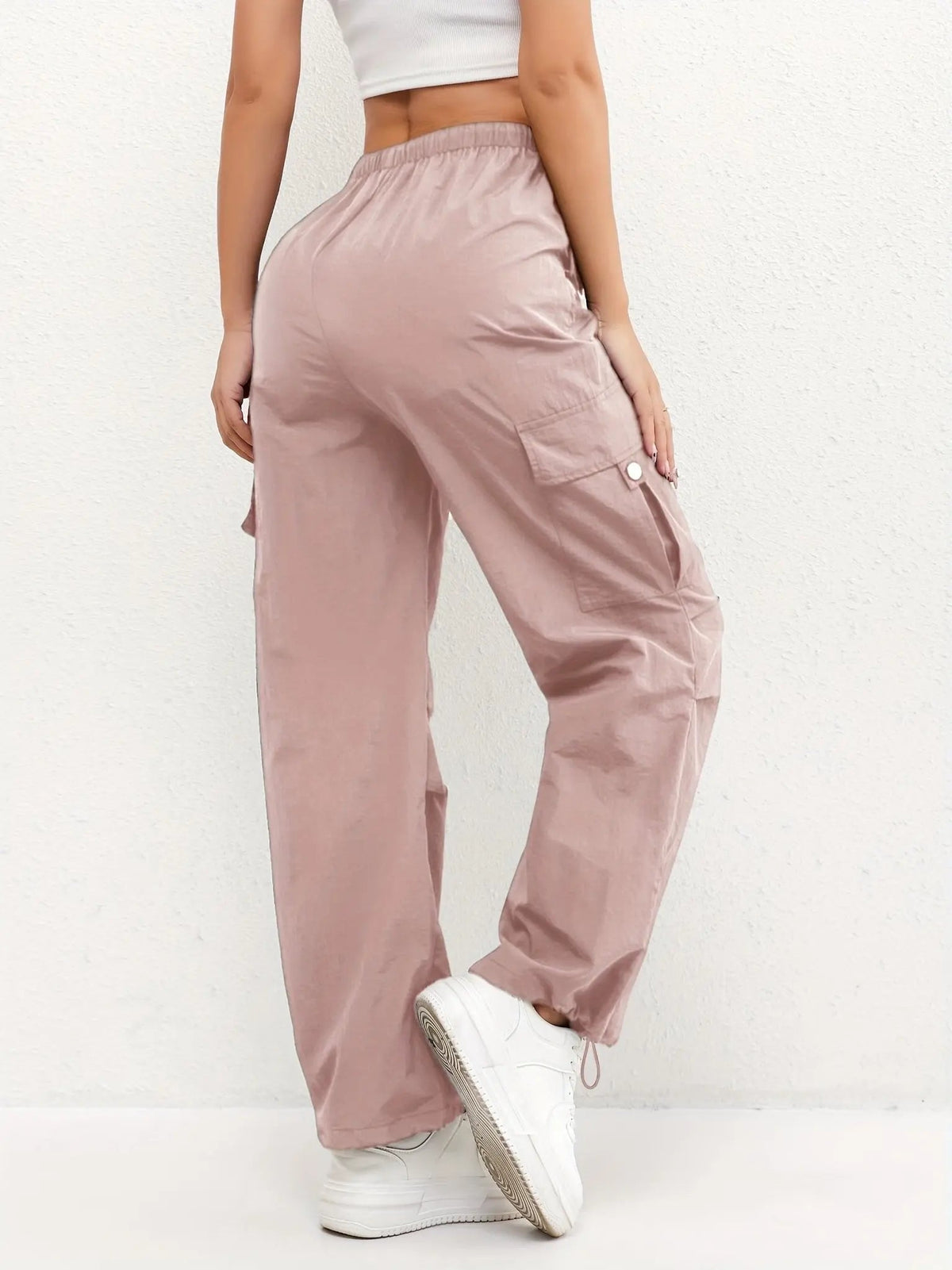 Pantaloni Cargo da Donna a Gamba Larga con Tasche Laterali