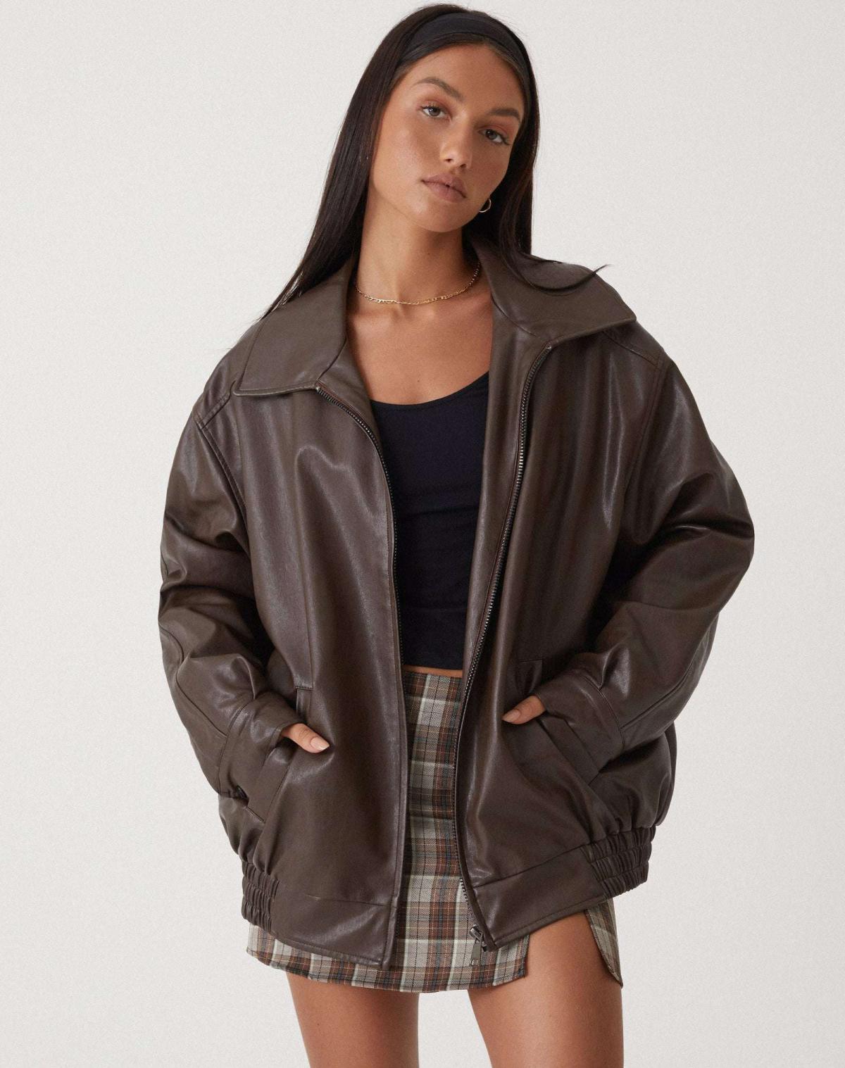 Giacca oversize da donna effetto pelle