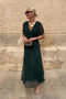 Vestido largo elegante para mujer con escote Bardot y falda fluida