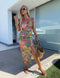 Midi Summer Floral Dress with Side Slit